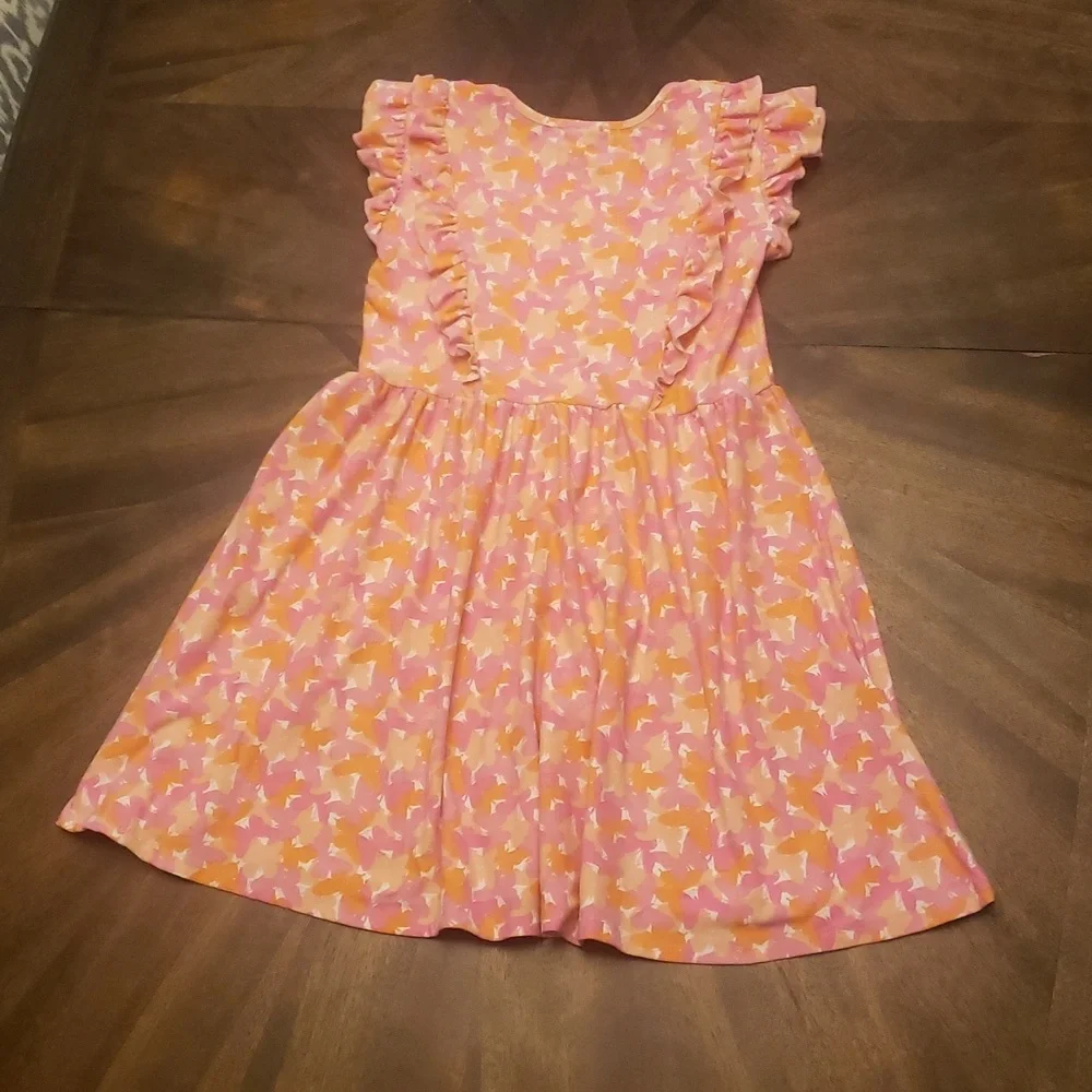Forever Me Pink and Yellow Ruffled Butterfly Sundress Soft Size 10/12